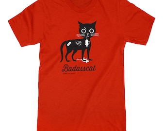 Cat T-shirt | "Badasscat" Unisex Tee | Bad Kitty | Choice of Colors