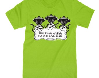 Cat T-Shirt | MARIACHI CATS | Kiwi Green Unisex Tee | Unisex S | On Sale