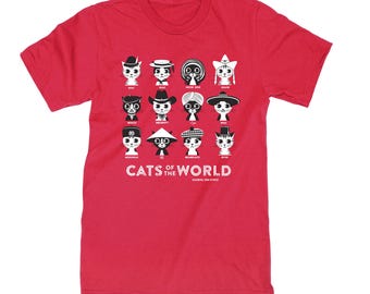 Cats of the World T-Shirt | Unisex t-shirt | Red or Aqua