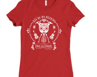 DOG T-SHIRT | Day of the Dead | Red Slim-fit Dog Tee Shirt | On Sale!