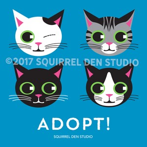 ADOPT CAT Cat T-shirt Unisex Tee in Aqua or Pink image 3