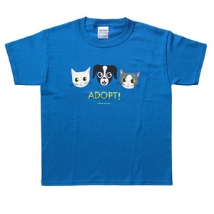 Children&#39;s Adopt Dog and Cat Tee | Blue | Size M | ON SALE!