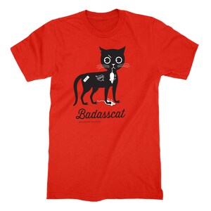 Tシャツ・カットソー +AMBLER+ Cat biting Little bear sweatshirt black AMM1208 Puma Black Short Sleeve T-Shirt With White Cat. Size Large