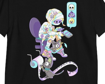 Mummy girl and her cats T shirt - yami kawaii shirt creepy cute pastel goth halloween spoopy