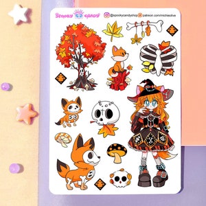 Creepy cute stickers for Halloween - witch stickers sheet scrapbook bujo lifeplanner witchy sticker pastel goth
