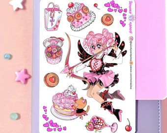 Cupid cute Pastel goth sticker sheet for Valentine - kawaii stickers for scrapbook bujo lifeplanner stationary junk bullet journal