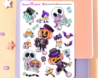 Creepy cute stickers for Halloween - witch stickers sheet scrapbook bujo lifeplanner witchy sticker pastel goth