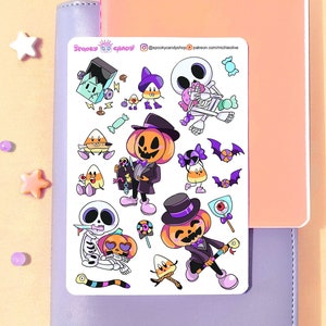 Creepy cute stickers for Halloween - witch stickers sheet scrapbook bujo lifeplanner witchy sticker pastel goth