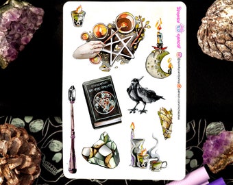 Witch stickers sheet - wicca sticker lifeplanner book of shadows grimoire spellbook witchcraft pagan pentagram witchy