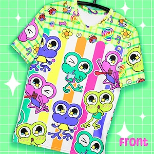 Decora kei frog shirt - rainbow t-shirt kawaii art jfashion harajuku clothing cute fashion original art