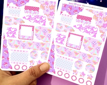 Pastel cottagecore journaling sticker kit - kawaii stickers for penpal scrapbook bujo lifeplanner stationary junk bullet journal