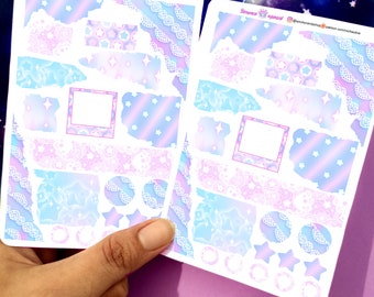 Pastel stars journaling sticker kit - kawaii stickers for penpal scrapbook bujo lifeplanner stationary junk bullet journal