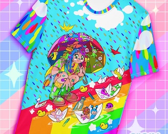 Decora kei Rainbow Rainy Day tshirt - regenboog t-shirt kawaii art jfashion harajuku kleding leuke mode originele kunst