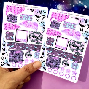 Bats pastel goth journaling sticker kit - kawaii stickers for penpal scrapbook bujo lifeplanner stationary junk bullet journal