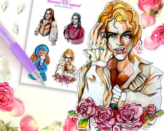 Vampire sticker sheet - louis lestat armand claudia 90s movies dark goth nostalgic gothic anime sticker creepy cute