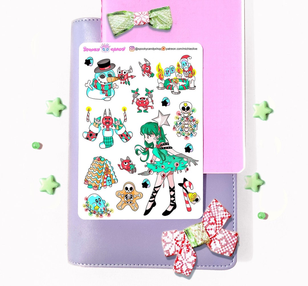 Pastel Goth Stickers Sheet for Christmas Spooky Creepy Cute Stickers ...