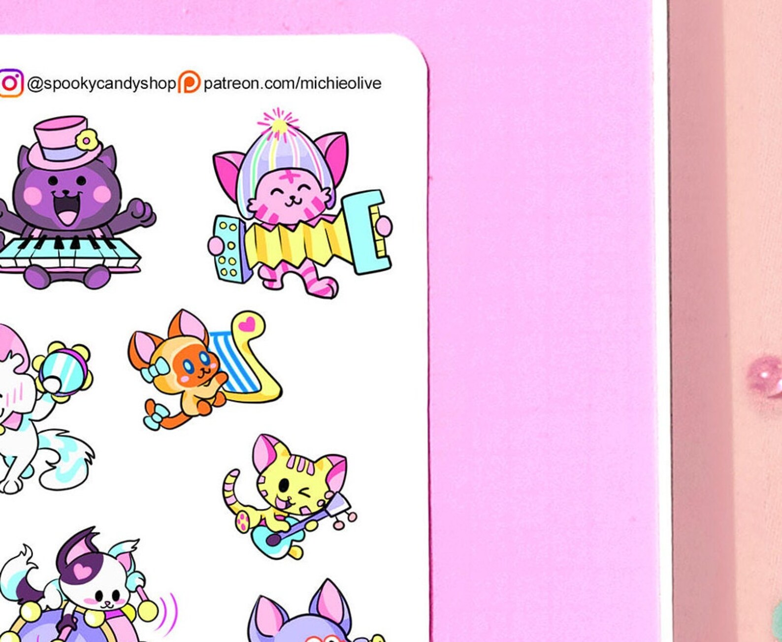 Cute Cat Band Kawaii Sticker Sheet Stickers for Scrapbook - Etsy