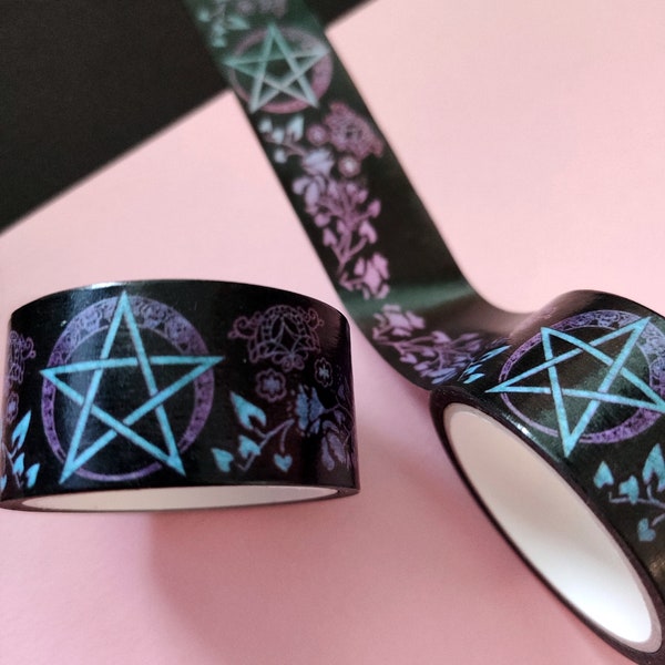 Pentagram washi tape - witchy stickers goth gothic witch things to journaling and penpal