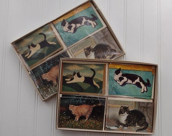 VINTAGE Hallmark Cat Note Cards in Original Box Dated 1989