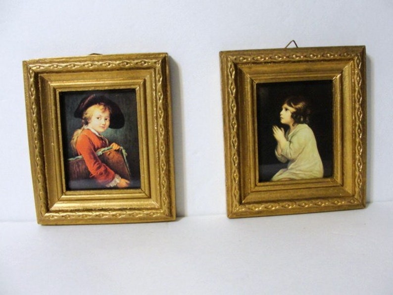 Boy and Girl Framed in Gold Wooden Frames Set of 2 Framed Revolutionary Prints
