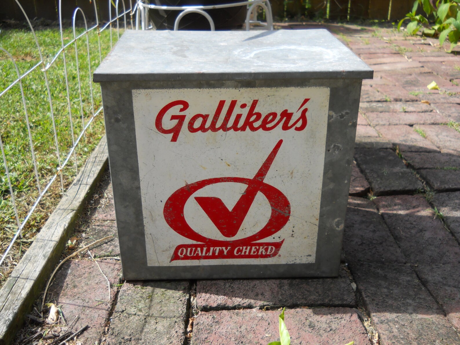 Galvanized Milk Box. Galliker's Dairy. Porch Box. Red Etsy