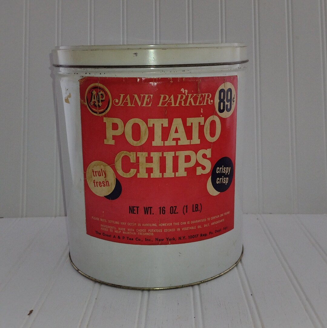 1970s A&P Jane Parker Potato Chips Tin With Lid. Good Etsy