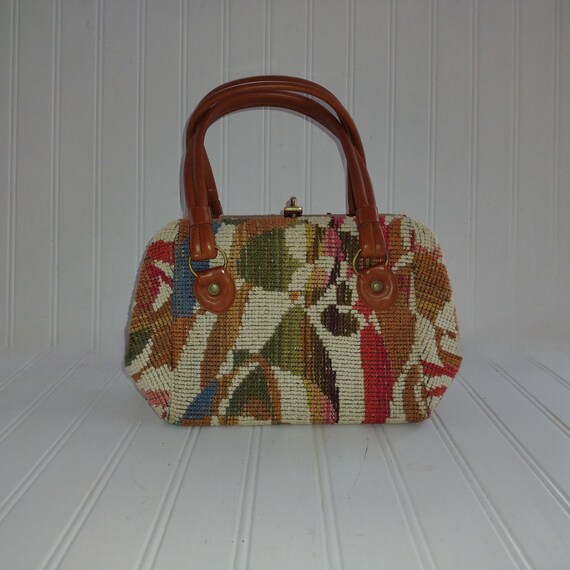 VINTAGE Carpet Bag Purse.  Gorgeous Fall Handbag … - image 3