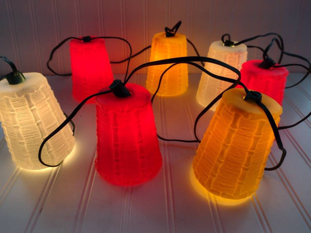 RETRO Set of 7 Tiki Lights. Vintage Tiki Lanterns. RV Lights, Pool