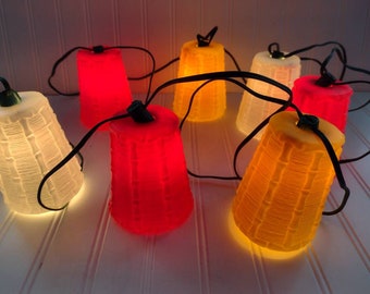 RETRO Set of 7 Tiki Lights. Vintage Tiki Lanterns. RV Lights, Pool Lights, Patio Lights, Porch Lights. 1970s. Excellent Condition