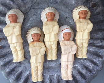 Vintage American Indian Chief Hard Plastic Blow Mold Toy.  4 Available Each Sold Separately