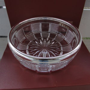 VINTAGE Zales Lead Crystal  Bowl with Silver Rim Made in Western Germany