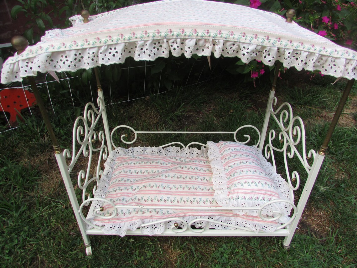 VINTAGE Wrought Iron Baby Doll Canopy Bed. Fancy Wrought Iron Etsy