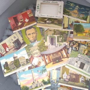 20 tarjetas miniatura de Abraham Lincoln VINTAGE en sobre postal