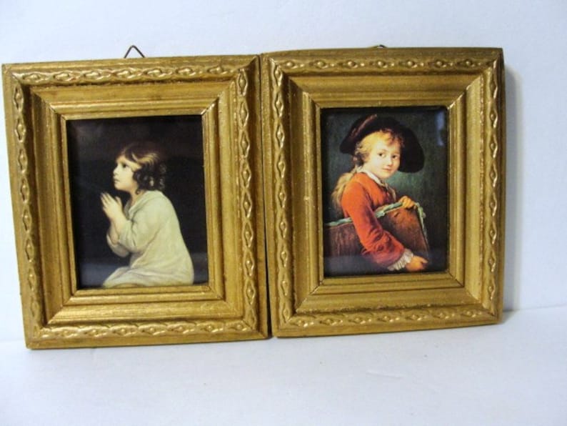 Boy and Girl Framed in Gold Wooden Frames Set of 2 Framed Revolutionary Prints