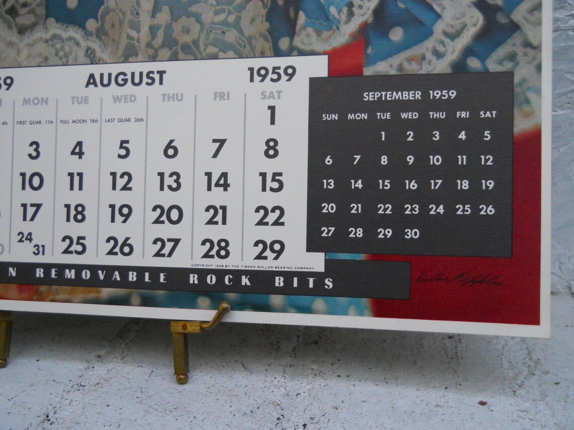 August 1959 Photo Calendar LARGE Commercial Lithograph By Etsy August 1959 Photo Calendar LARGE Commercial Lithograph By Etsy