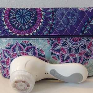 Bolsa cosmética forrada de vinil, bolsa de viagem Clarisonic, bolsa resistente à água, bolsa de maquiagem acolchoada, bolsa universitária, bolsa para fraldas