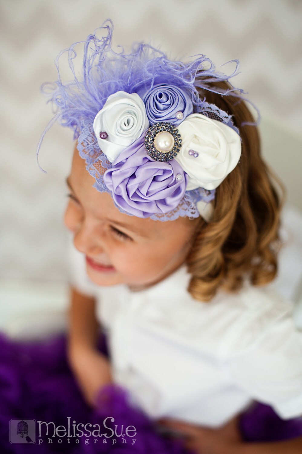Satin Rose Lavender and White Couture Headband Baby Headband Etsy
