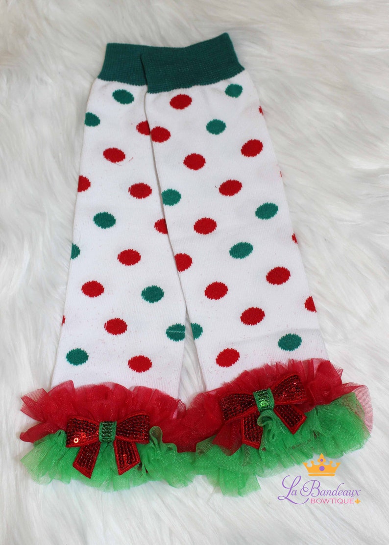 Christmas Polka Dot Leg Warmers and Headband SetRuffled Christmas Leg WarmersBaby Girl Leg Warmers and Headband Set
