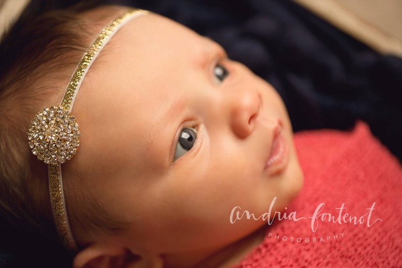 Gold or Silver Jeweled Rhinestone Baby Headband Gold/Silver Etsy