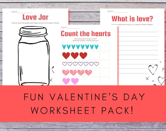 Valentine's Day Worksheets, Cute Valentine Activity, Classwork, Homeschool Sheets