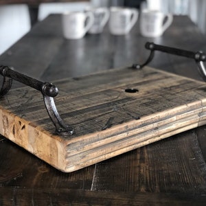 Reclaimed Oak Boxcar Wood Serving Tray