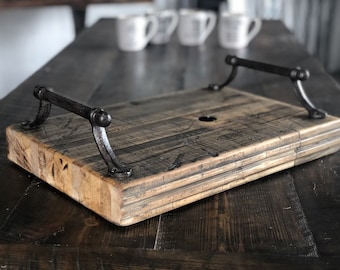 Reclaimed Oak Boxcar Wood Serving Tray