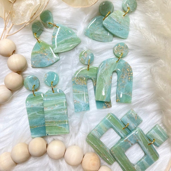 Summer Ocean Vibes l POLYMER CLAY EARRINGS + handmade + lightweight + boho + statement + hypoallergenic + summer + minimalist + dangle