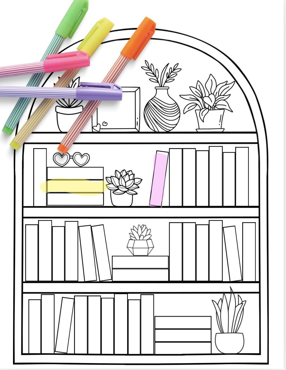 Printable Bookshelf Reading Tracker & Book Log | 2 Styles for Coloring ...