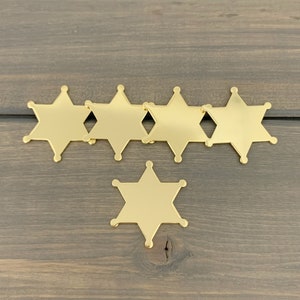 FIVE - Sheriff Star Stamping Blank - 20 Gauge Brass Star Badge Blank - Jewelry Hand Stamping Blanks