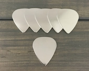 FIVE - Guitar Pick Stamping Blank - 16 Gauge Aluminum Silver Pick - Jewelry Hand Stamping Blanks