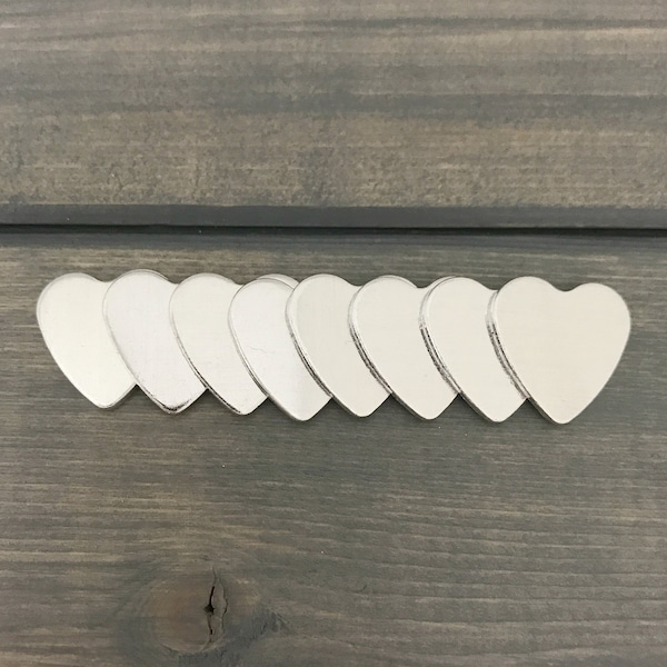 FIVE - 3/4" Inch Narrow Hearts - Heart Blanks - Skinny Heart - Jewelry Hand Stamping Blanks - Narrow Heart Blank