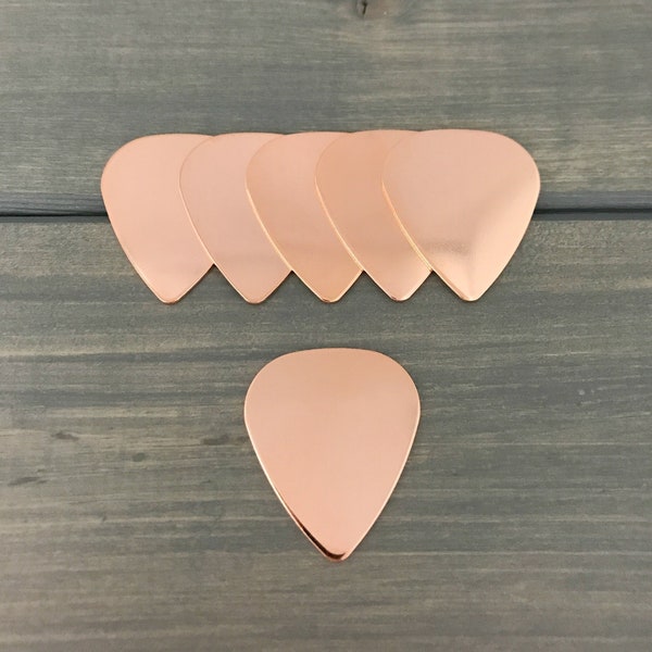 FIVE - Guitar Pick Stamping Blank - 20 Gauge Copper Pick - Jewelry Hand Stamping Blanks