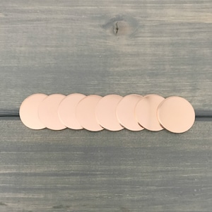 FIVE - 5/8&quot; Inch Copper Solid Round Disc - 20 Gauge Copper - Jewelry Hand Stamping Blanks - Hand Stamping Supplies