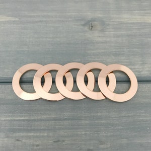 FIVE - 1&quot; Inch Washers - 20 Gauge 1&quot; with 5/8&quot; Hole Stamping Blanks - Jewelry Hand Stamping Blanks